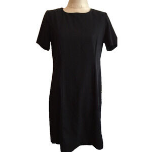 6P 220 Hickory (Blair) Petite Vintage Black Rayon Blend Sheath Dress Shoulder Pa